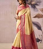 Baige tusser silk festival wear saree
