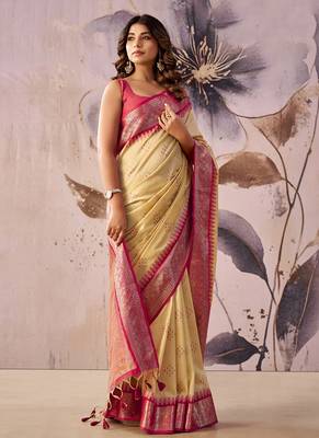 Baige tusser silk festival wear saree 3