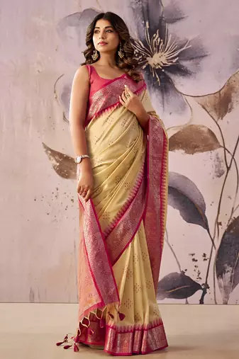 Baige tusser silk festival wear saree