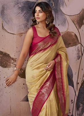 Baige tusser silk festival wear saree 4