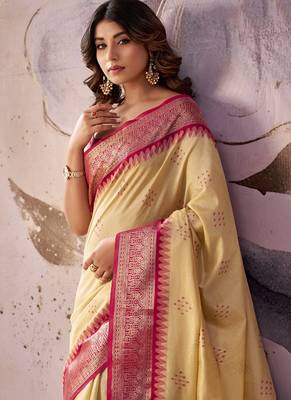Baige tusser silk festival wear saree 5