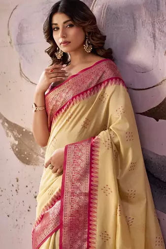 Baige tusser silk festival wear saree
