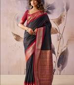 Black tusser silk festival wear saree