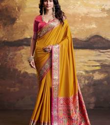 Mustard silk blend festival wear saree