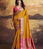 Mustard silk blend festival wear saree