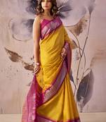 Mustard tusser silk festival wear saree