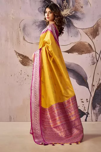 Mustard tusser silk festival wear saree