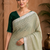 Pista-Green Embroidery Thread And Beats Work Design Fabric Soft Linen Saree With Unstitched Blouse