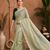 Pista-Green Embroidery Thread And Beats Work Design Fabric Soft Linen Saree With Unstitched Blouse