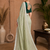 Pista-Green Embroidery Thread And Beats Work Design Fabric Soft Linen Saree With Unstitched Blouse