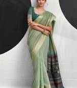 Pista soft modal cotton saree with woven pallu saree