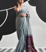Gray soft modal cotton saree with woven pallu saree