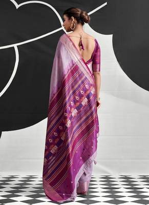 Lilac soft modal cotton saree with woven pallu saree 2