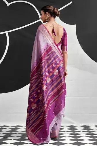 Lilac soft modal cotton saree with woven pallu saree