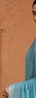 Blue Embroidery Thread And Beats Work Design Fabric Soft Linen Saree With Unstitched Blouse