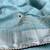 Blue Embroidery Thread And Beats Work Design Fabric Soft Linen Saree With Unstitched Blouse