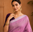 Pink Embroidery Thread And Beats Work Design Fabric Soft Linen Saree With Unstitched Blouse
