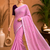 Pink Embroidery Thread And Beats Work Design Fabric Soft Linen Saree With Unstitched Blouse