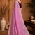 Pink Embroidery Thread And Beats Work Design Fabric Soft Linen Saree With Unstitched Blouse