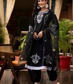 Ethnic Motif Thread Embroidered A-Line Kurta With Afghani Trouser & Dupatta