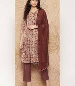 Women Floral Printed Sequinned Pure Cotton Kurta with Trousers & With Dupatta