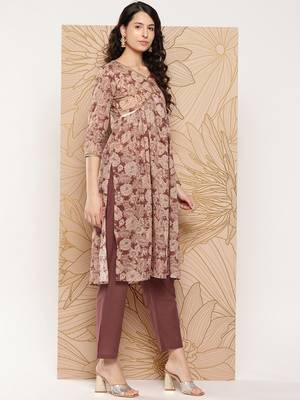 Women Floral Printed Sequinned Pure Cotton Kurta with Trousers & With Dupatta 3