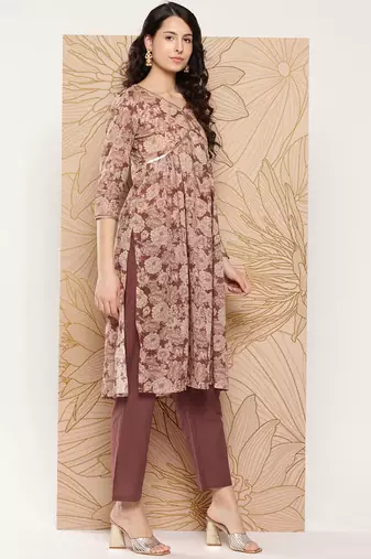Women Floral Printed Sequinned Pure Cotton Kurta with Trousers & With Dupatta