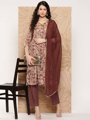 Women Floral Printed Sequinned Pure Cotton Kurta with Trousers & With Dupatta 5