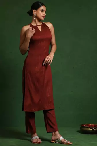 Halter Neck Kurta with Trouser