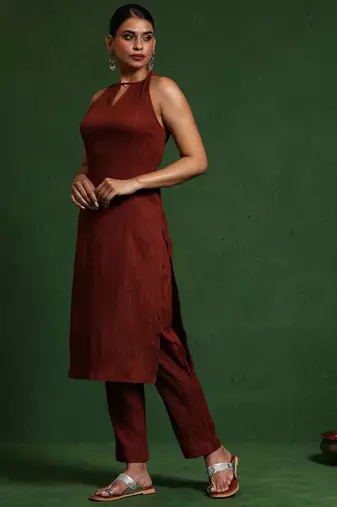 Halter Neck Kurta with Trouser