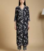 Floral Printed V-Neck Kurta With Trousers