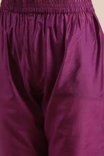 Women Purple Ethnic Motifs Woven Design Kurta With Palazzos & Dupatta