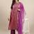 Women Purple Ethnic Motifs Woven Design Kurta With Palazzos & Dupatta