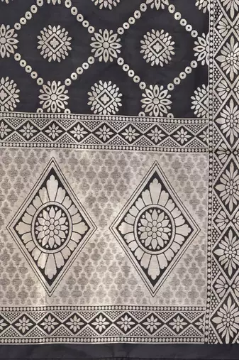 Women Grey & Black Zari & Thread Work Kurta with Trousers & Dupatta