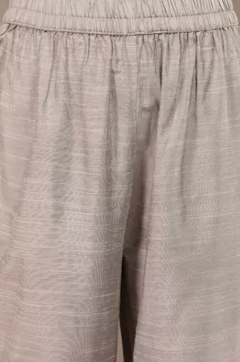 Floral Yoke Design Sequinned Kurta & Trousers With Dupatta