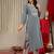 Floral Yoke Design Sequinned Kurta & Trousers With Dupatta