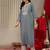 Floral Yoke Design Sequinned Kurta & Trousers With Dupatta
