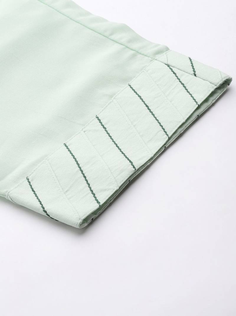 Women Green Ethnic Motifs Yoke Design Gotta Patti Pure Cotton Kurta with Trousers & With Dupatta