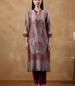 Paisley Printed Mandarin Collar Straight Kurta With Trousers