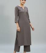 Women Regular Gotta Patti Silk Crepe Kurta with Trousers
