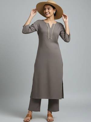 Women Regular Gotta Patti Silk Crepe Kurta with Trousers 2