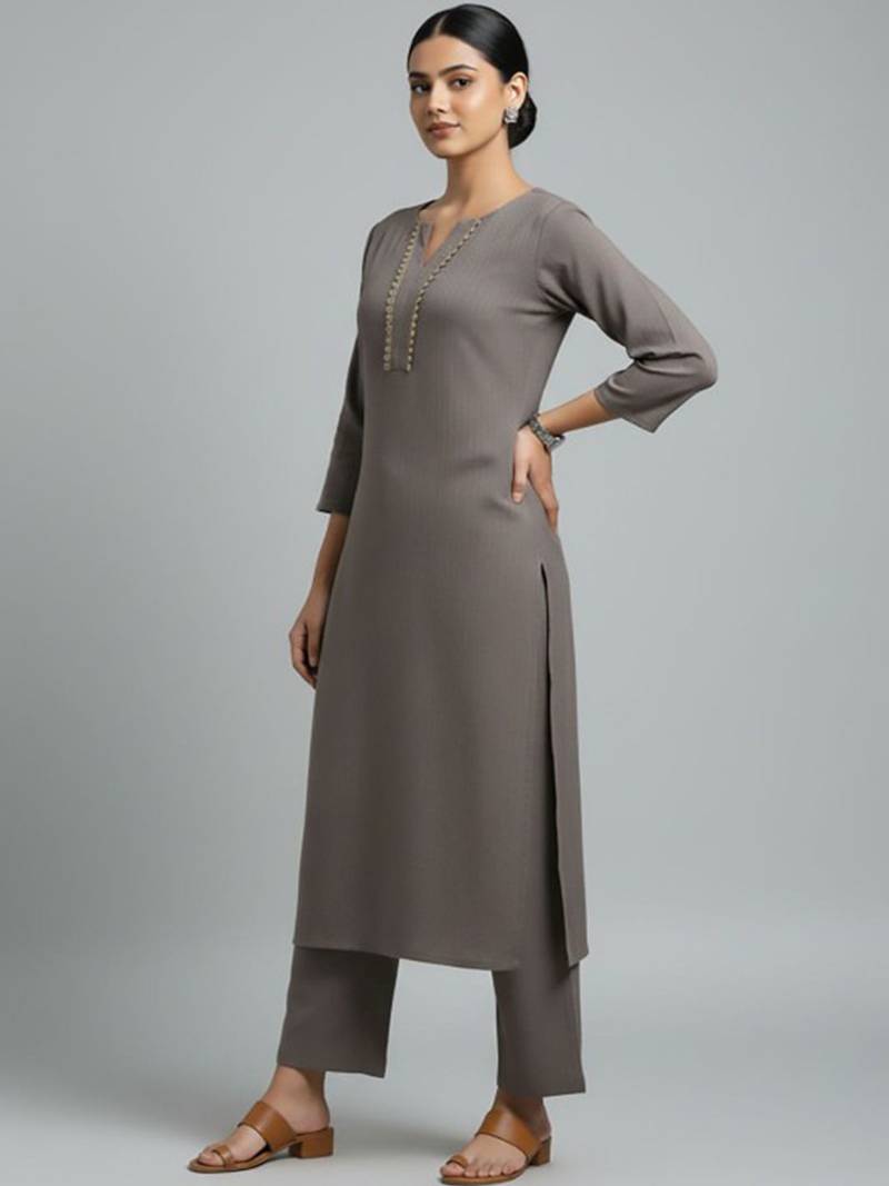 Women Regular Gotta Patti Silk Crepe Kurta with Trousers