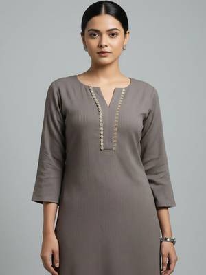 Women Regular Gotta Patti Silk Crepe Kurta with Trousers 4