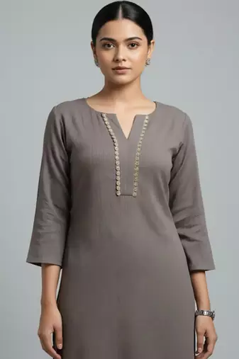 Women Regular Gotta Patti Silk Crepe Kurta with Trousers