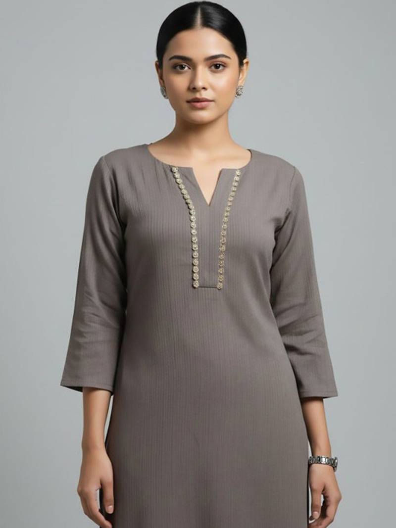 Women Regular Gotta Patti Silk Crepe Kurta with Trousers