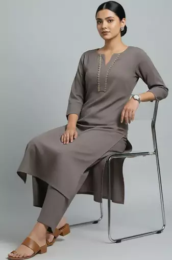 Women Regular Gotta Patti Silk Crepe Kurta with Trousers