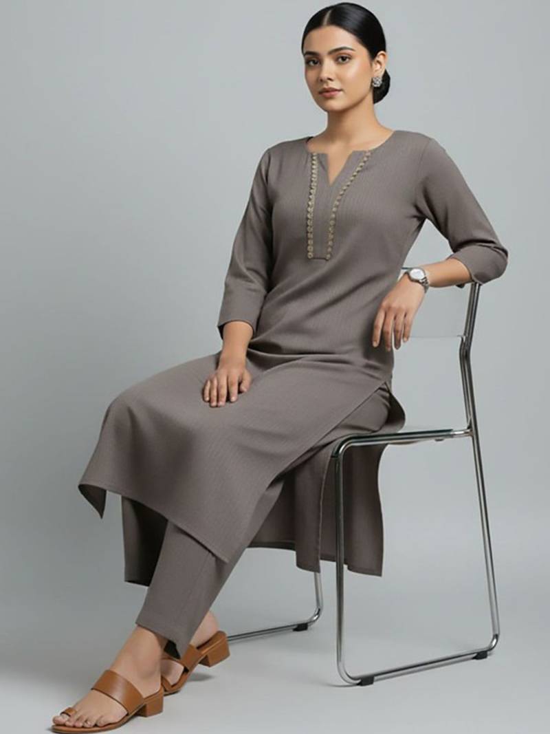 Women Regular Gotta Patti Silk Crepe Kurta with Trousers