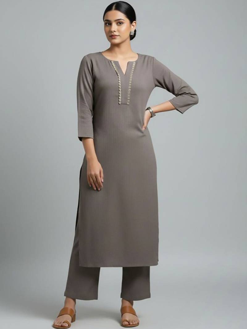 Women Regular Gotta Patti Silk Crepe Kurta with Trousers