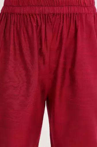 Ethnic Motifs Yoke Design Straight Kurta & Trousers With Dupatta
