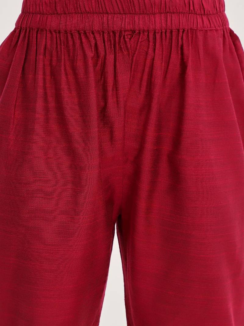 Ethnic Motifs Yoke Design Straight Kurta & Trousers With Dupatta